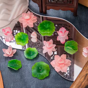 Mini 12mm vert <span class=keywords><strong>Lotus</strong></span> feuilles perle entretoise perlée mignon rose acrylique breloque pour collier à faire soi-même Bracelet boucle d'oreille bijoux accessoires - Product Image 2