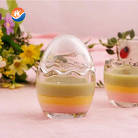 Pot à pudding en verre en forme d'œuf de qualité alimentaire, marque BROTHER, le plus populaire, avec couvercle en bois, modèle GJ029PY, vente en gros