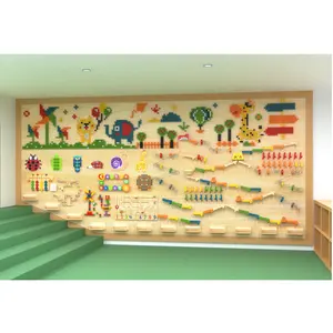New Design Customized Interactive Wall Game Kindergarten Activity Wood Wall Mounted Wall Panel Educational Toys For Kids