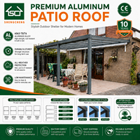 Cubierta de Patio Moderna de Aluminio, Pérgola Impermeable para Exteriores, Montada en la Pared, con Techo de Vidrio para Jardín o Villa
