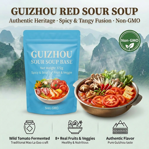 Base de soupe aigre rouge du Guizhou, paquet de 372g, bouillon de tomate fermenté, saveur de légumes et de fruits, pour soupe de poisson et de bœuf, sans OGM - Product Image 1