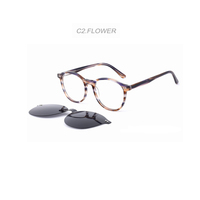 Lunettes de soleil rondes rétro de luxe certifiées CE, verres polarisés en acétate, forme diamant tendance, aimant magnétique