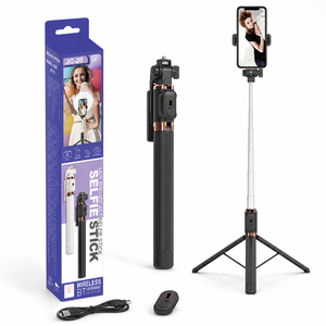 Trípode Telescópico JC-20 para Selfies de 1650 mm, Soporte de Acero Inoxidable con Abrazadera Ancha para Teléfono - Product Image 1