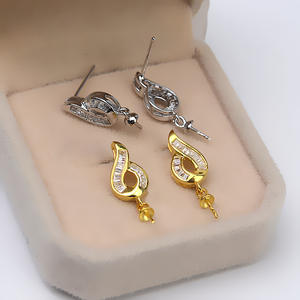 Pendientes de Plata S925 con Perlas, Accesorios para DIY, Juego de Joyería Personalizada de Moda con Bandeja Vacía, Producto Semiterminado - Product Image 3