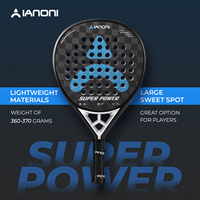 Raquette de padel Caston Sports OEM/ODM IANONI SUPER POWER Noir & Bleu 38 mm 360 g 18K Fibre de carbone Surface rugueuse