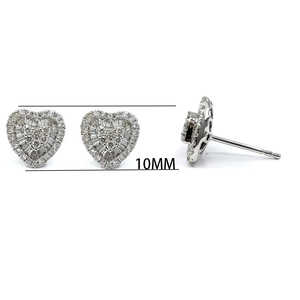 Hong Kong conception quotidienne bonne qualité 18k or blanc véritable griffe réglage diamant naturel forme de coeur grappe boucles d'oreilles pour les femmes - Product Image 2