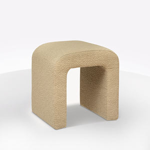 POUF MOD. SEVI CM 41X35.5 H. 43 EN TISSU EFFET BOUCLE BEIGE - Product Image 1