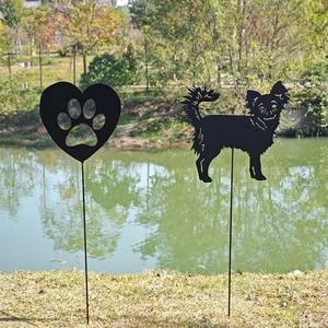 Décoration rustique personnalisée en acier inoxydable pour jardin paysager, avec panneaux rectangulaires à motifs de fleurs d'automne, pour la maison et les animaux de compagnie - Product Image 2