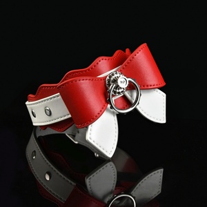FUNSM Bow-Shape <b>BDSM</b> Bondage Erotic <b>Collar</b> With Leash Leather <b>BDSM</b> <b>Collar</b> Body-Safe Bondage Gear Accessories Couple Slave Game - Product Image 3