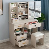 Meubles de chambre à coucher pas chers, ensemble de table de maquillage moderne pour filles, table de maquillage blanche avec miroir et chaise