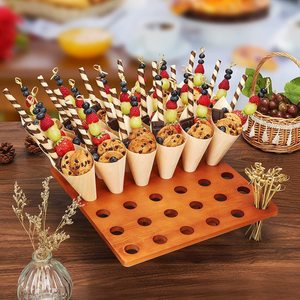 Wooden Ice Cream Cone Holder Stand With Holes For Desktop Display Rack <b>Pine</b> Material Durable Design - Product Image 3