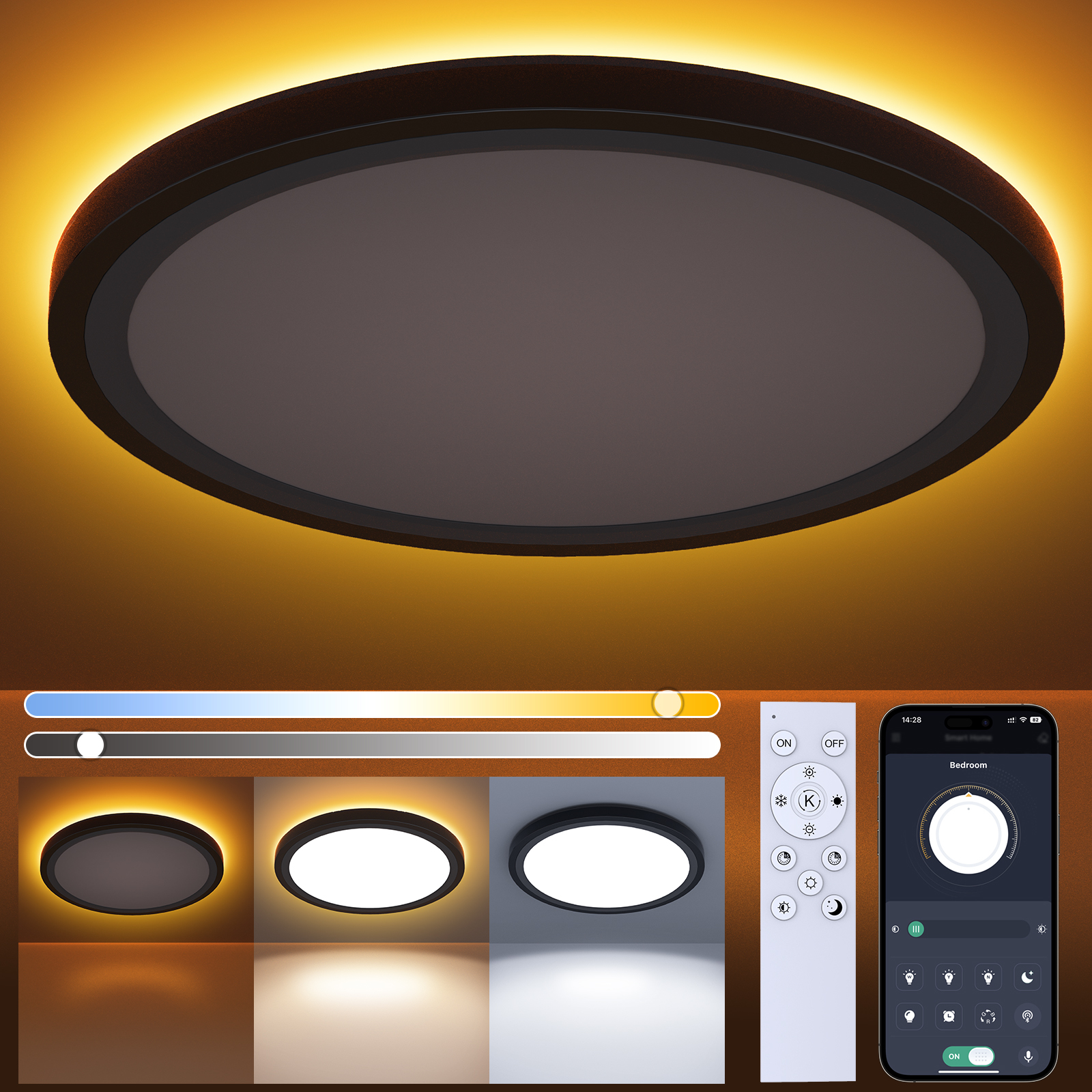 Modern Square LED Ceiling Lamp Super Slim Ultra Thin Aluminum 33W 5-Year Warranty Bedroom Kitchen Surface Mounted