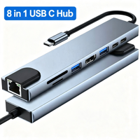 8-in-1 USB-C Docking Station USB 3.0 PD Hub With Charging Ethernet HDTV 4K TF/SD Card Reader for Mac-Book and Other Devices