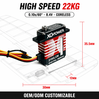Servomoteur numérique haute vitesse XQ POWER XQ-S2221D 22KG sans noyau, engrenage en acier inoxydable, boîtier en aluminium CNC, 8.4V, pour avion RC, UAV, OEM