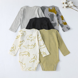 Baby Rompers Carter Autumn <b>Knitted</b> Long Sleeves Jumpsuit Baby Crawling Clothes Cartoon <b>Animal</b> <b>Pattern</b> Pocket Cotton Five-Piece - Product Image 2