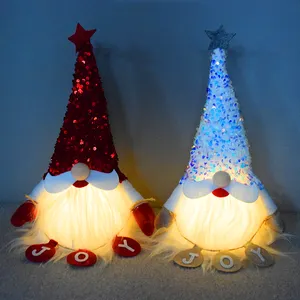 Attiigny 2023 decorazioni natalizie forniture natalizie regali di Tomte svedesi Figurine scandinave LED gnomi di babbo natale con paillettes con parola di gioia