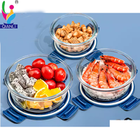 Boîte à bento bol à soupe en verre borosilicate avec couvercle en PP boîte alimentaire verrerie jante en silicone étanche pour micro-ondes