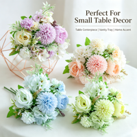 Bouquet de fleurs artificielles réalistes en soie mélangée : Lavande, Crème, Rose, Dahlia, Hortensia – Idéal pour centres de table de maison, fêtes et mariages