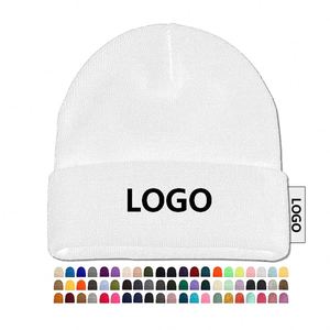 Fabricant de bonnets en tricot uni, 60 couleurs, broderie, logo personnalisé, bonnet d'hiver chaud, design personnalisé - Product Image 1