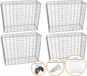 Paniers Gabion MonsterShop en Acier Galvanisé, Cages à Trous Carrés, Treillis Métallique, Murs de Soutènement Spirales Extérieurs, Jardinières - Product Image 2