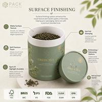 Emballage personnalisé en tube de papier de qualité alimentaire pour thé en vrac, boîte cylindrique pour thé vert avec impression de logo, FSC FDA