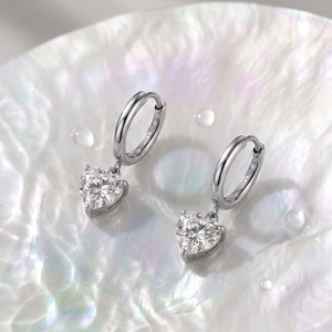 Minimalism 316 Stainless Steel Heart Shaped 5A Cubic Zirconia <b>Dangle</b> Hoop <b>Earrings</b> Women Fashion Jewelry Gift - Product Image 5