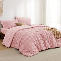 Ensemble de literie moderne en mousse à carreaux 7 pièces avec draps, taies d'oreiller et coussins - Écologique