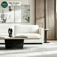 Nouvelle Arrivée Canapé Style Européen pour Salon, Tissu d'Ameublement, Canapé en L, Cadre en Bois, Accoudoir Fin Confortable pour Hôtel