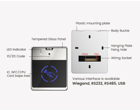 Cerradura de puerta avanzada con lector de códigos QR ISO14443 RFID NFC con controlador de acceso multiinterfaz