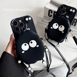 สีดําขนาดเล็กถ่านหินBallเคสโทรศัพท์กระเป๋าสตางค์ผู้ถือบัตรCrossbodyสายคล้องกันกระแทกสําหรับ<span class=keywords><strong>iPhone</strong></span> 15Promax 14 13 12 11 XR <span class=keywords><strong>Xs</strong></span> - Product Image 1