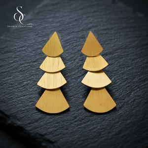 Gold Plated Brass Trendy Plant Design Drop Earrings Layered Christmas <b>Tree</b> Dangle for Women's Party Gift - Product Image 2