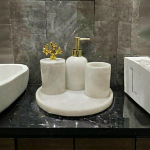 Modern Luxury High Quality Five-piece Customized Color Size Marble Bathroom Set Handmade Waterproof Portable Easy to Clean - Product Image 1