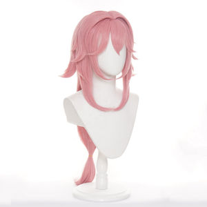 <span class=keywords><strong>Peluca</strong></span> de Cosplay de <span class=keywords><strong>Yae</strong></span> <span class=keywords><strong>Miko</strong></span> de Genshin Impact, Sintética, Resistente al Calor, de 80 cm, Color Rosa, para Mujer, Ainizi - Product Image 4