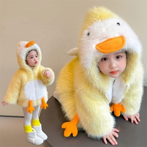 Adorabile Cappotto in <span class=keywords><strong>Pelliccia</strong></span> a Forma di Anatra per Bambine, Nuovo Modello Invernale con Cappuccio e Imbottitura Spessa, Simile alla Vera <span class=keywords><strong>Pelliccia</strong></span> di Visone, Caldo. - Product Image 4