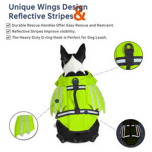 Gilet de sauvetage ajustable pour chien, pour la natation et la navigation, gilet de sauvetage personnalisé pour animaux de compagnie, flottabilité Ripstop, avec poignée, vert vif - Product Image 3
