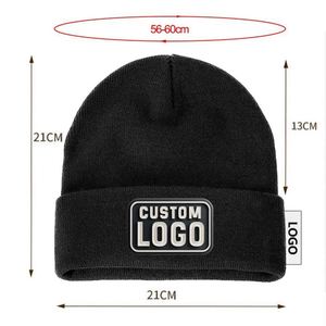 High Quality <b>Winter</b> Plain Dyed Custom Beanie <b>Hat</b> 100% Acrylic Warm Knitted Beanie Custom Logo - Product Image 3