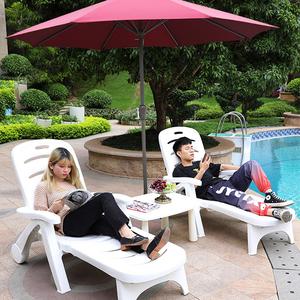 Silla de Playa <span class=keywords><strong>Plegable</strong></span> de Plástico para Piscina Exterior, Sillas Ajustables Blancas para Interiores, Tumbonas - Product Image 6