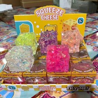 Bâton de beurre de fromage souple et transparent avec ruban pailleté, jouet anti-stress en TPR pour enfants et adultes