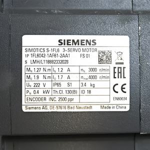 Servomotor <span class=keywords><strong>SIEMENS</strong></span> <span class=keywords><strong>1FL6042</strong></span>-<span class=keywords><strong>1AF61</strong></span>-<span class=keywords><strong>2AA1</strong></span> SIMOTICS | Original en stock precio (Nuevo/usado) - Product Image 2