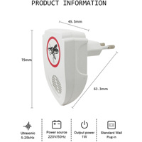 Répulsif à ultrasons pour la lutte antiparasitaire Dispositif enfichable ABS écologique d'intérieur pour rejeter les insectes Moustiques Mouches efficaces Autres parasites