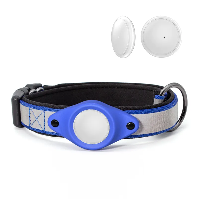 2024 New Nylon Pet Cat Dog Collar Safety Release Buckle Reflective Stripe Nylon GPS Dog Collar Set