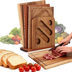 Wooden Book Shaped Cutting Board <b>Set</b> Acacia Wood 3 Piece Vertical Categorized For Kitchen Use - Product Image 1