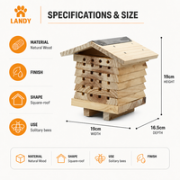 Maison pour abeilles maçonne en bois naturel, habitat extérieur pour pollinisateurs de jardin, hôtel pour abeilles solitaires avec trous de nidification lisses