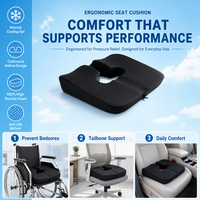 Coussin de siège médical en mousse à mémoire de forme, correcteur de posture, coussin fessier en gel pour fauteuil roulant, en forme de U, avec coutures, amovible, lavable, rafraîchissant