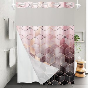 <span class=keywords><strong>Rideau</strong></span> <span class=keywords><strong>de</strong></span> <span class=keywords><strong>Douche</strong></span> Personnalisé Double Couche Amovible Effet Marbre, <span class=keywords><strong>Doublure</strong></span> Imperméable <span class=keywords><strong>en</strong></span> Polyester, <span class=keywords><strong>Tissu</strong></span> pour <span class=keywords><strong>Rideau</strong></span> <span class=keywords><strong>de</strong></span> <span class=keywords><strong>Douche</strong></span> Sans Crochets pour Salle <span class=keywords><strong>de</strong></span> Bain - Product Image 6