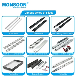 45Mm Bóng Mang Trượt Đồ Nội Thất Phần Cứng Kính Thiên Văn Đường Sắt Correderas Telescopicas Đầy Đủ Mở Rộng Đường Sắt Kính Thiên Văn Ngăn Kéo Kênh - Product Image 4