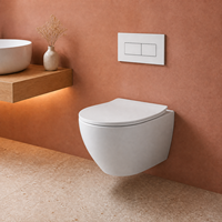 WC mural en céramique avec glaçure antibactérienne et réservoir encastré, système de chasse double économiseur d'eau, équipement sanitaire pour salle de bain