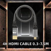 0,3 M-7,5 M 4K 60Hz 3D para HDMI 48Gbps Nylon 2,1 HDR Cable para Laptop Macbook Desktop HDTV Proyector PVC Jacket 5mm Outer Home