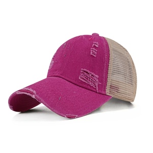 Gorras al por mayor: Gorras trucker de malla de algodón lavado y desgastado, transpirables, lisas, para béisbol y deportes, para hombres y mujeres. - Product Image 3