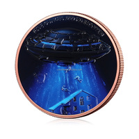 5 Oz .999 Saf Bakır Yuvarlak Uzaylı UFO Renkli Yuvarlak Madeni Para Çift Taraflı Bilim Kurgu Koleksiyonluk Bakır Madalya Özel Hediyelik Eşya 5oz Madeni Para